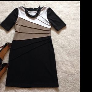 Colorblock LBD Midi Striped Dress